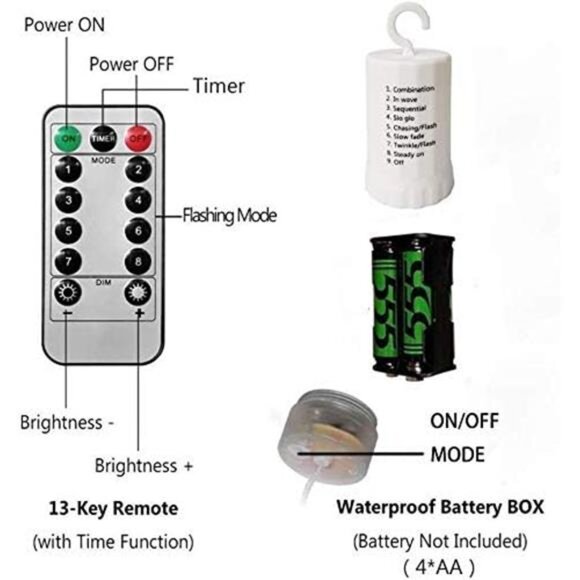 200LED Hanging Sphere Lights, Battery Operated Starburst Lights, 8 Modes - Picture 7 of 8
